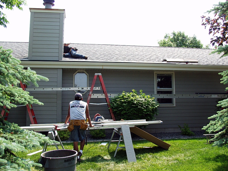 Siding installation on chimney