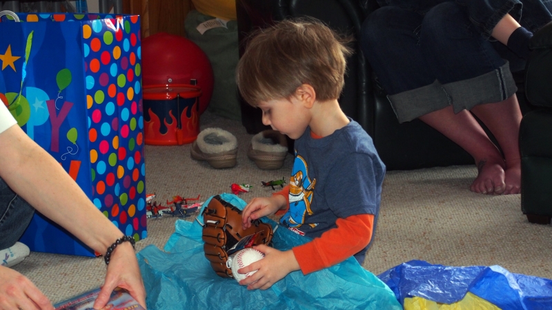 First Baseball and Glove