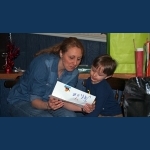 Mom reading the card