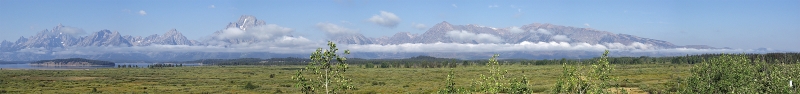 Panoramic View of The Grand Teton Mountain Range
