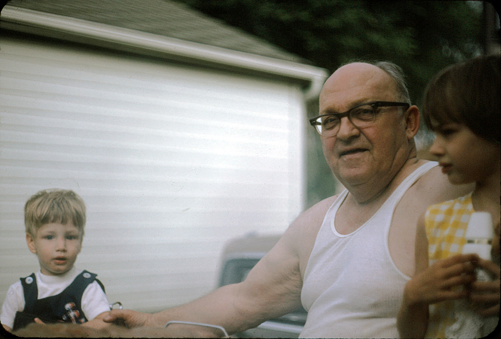 1970 - Dad and Grandchildren Linda and Mike Stangel