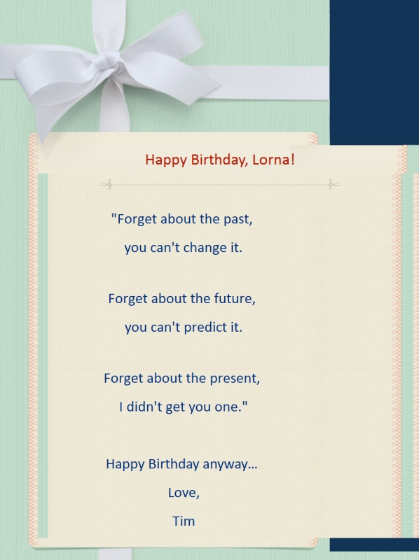 11.8.2012 - Birthday Card For Lorna
